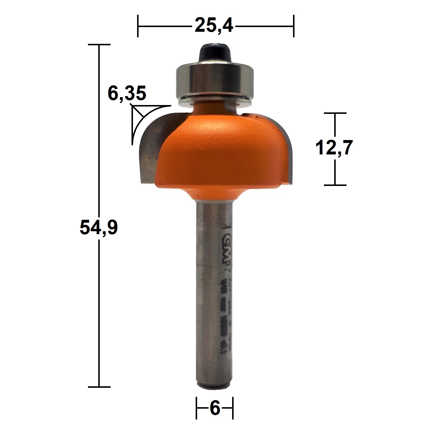 Fresa com Raio Convexo HW Ø25,4x6,35mm - marca CMT - Cód. 737.222.11